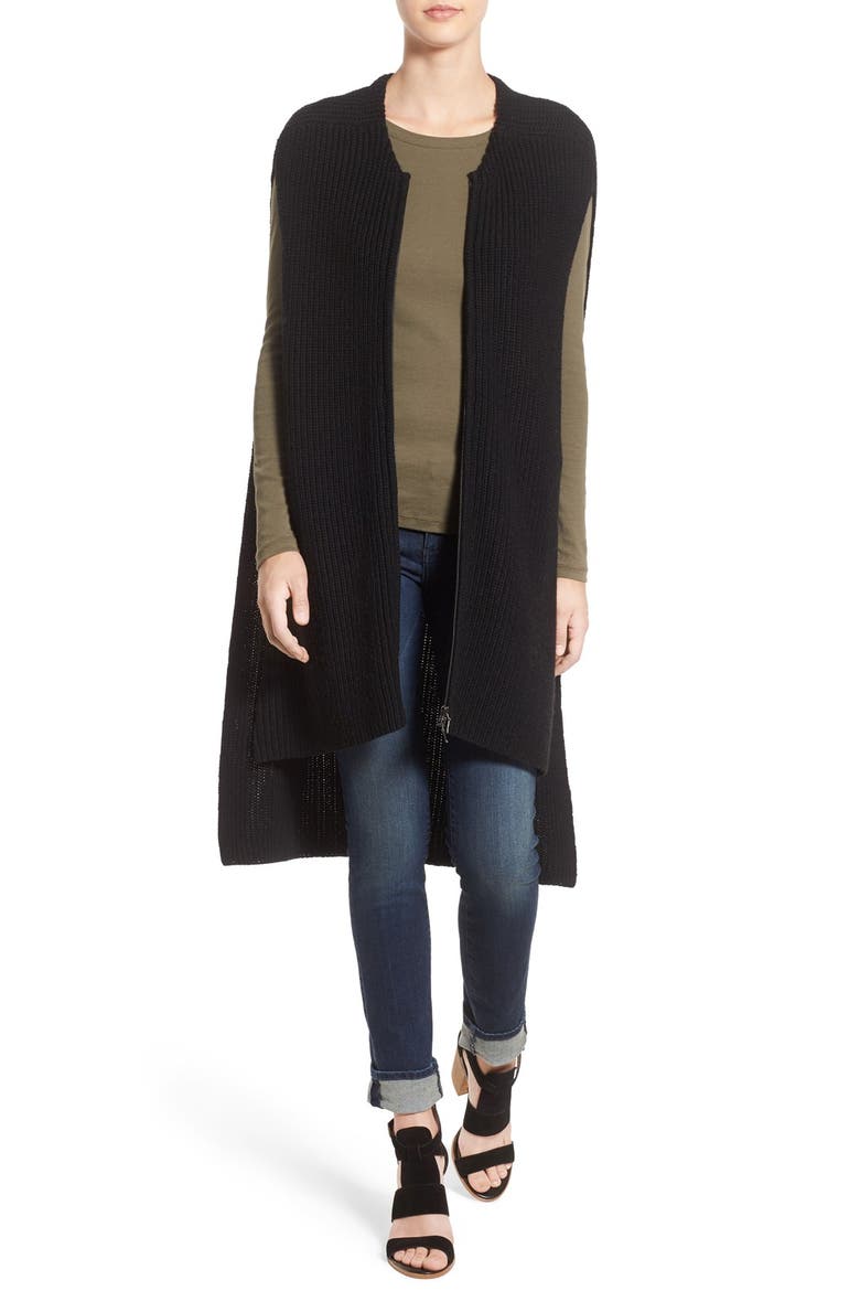 Knit Zip Vest, Main, color, BLACK