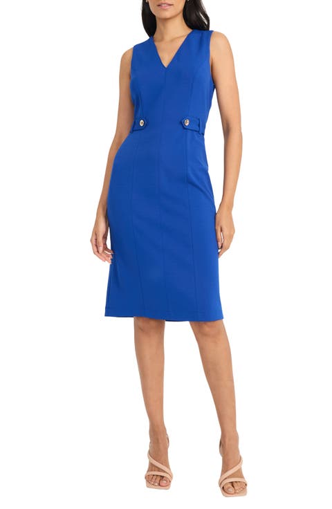 Topstitched Button Tab Midi Dress