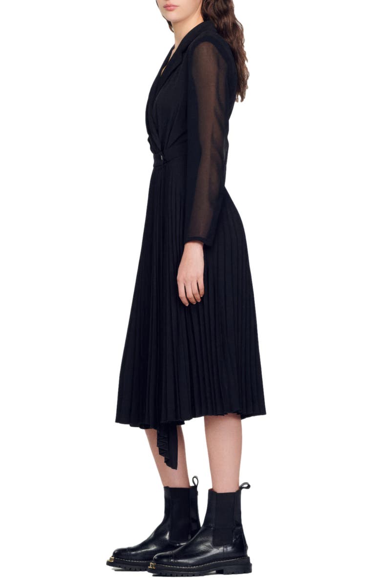 SANDRO House Midi Wrap Dress, Alternate, color, 