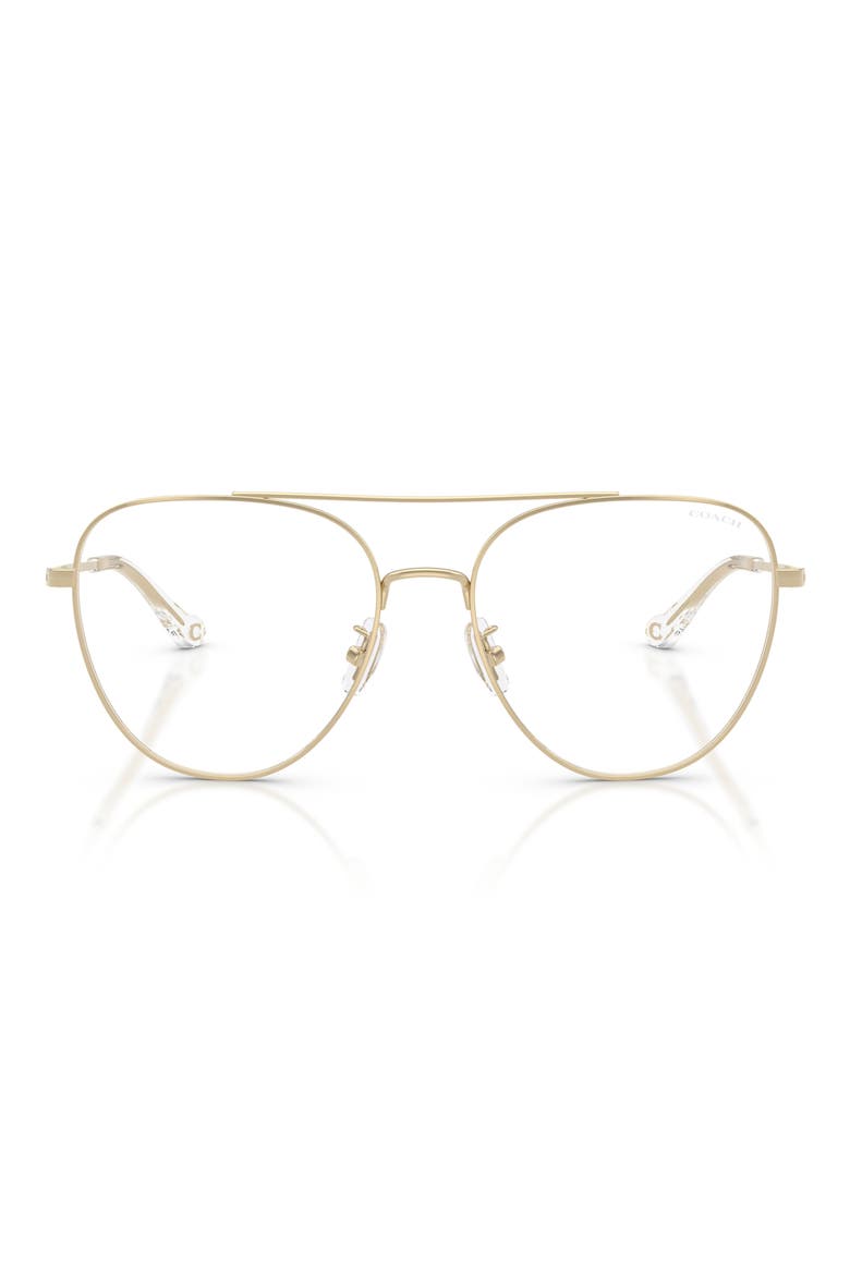56mm Pilot Blue Light Blocking Optical Glasses, Main, color, LIGHT GOLD / CLEAR BLUE LIGHT