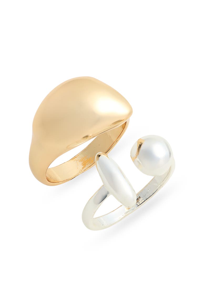 Set of 2 Polished Orb Rings, Main, color, GOLD- SILVER