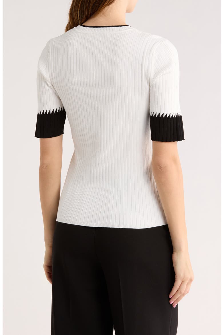 Medora Cable & Rib Knit Crewneck Sweater, Alternate, color, BLK/IVORY