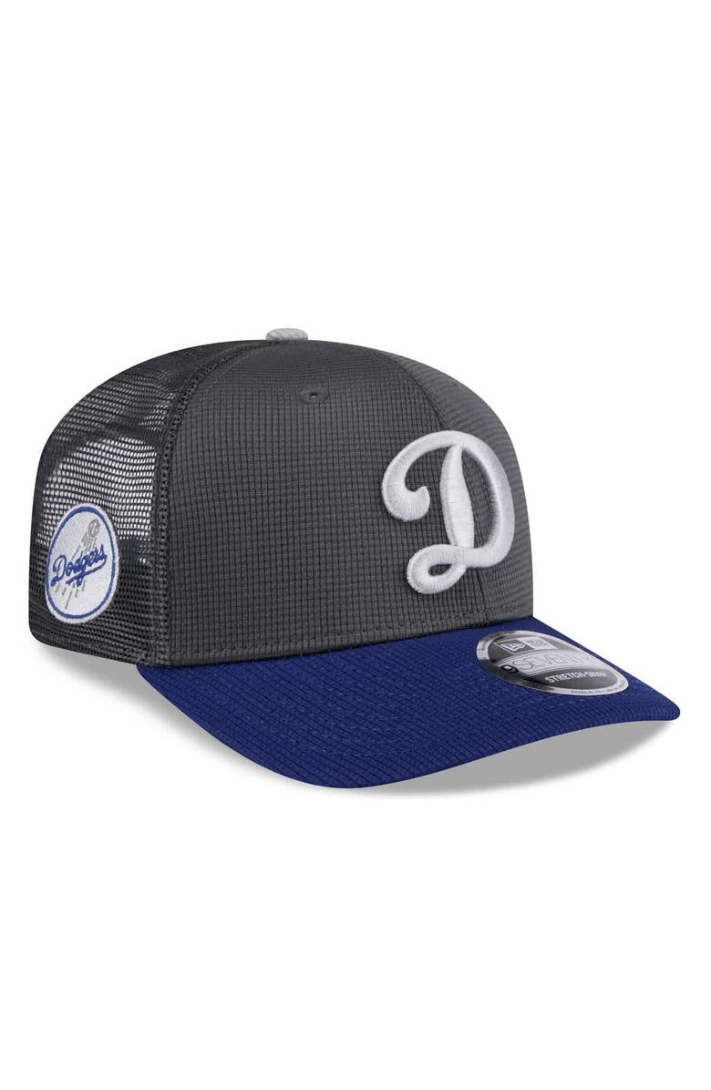 New Era Men's New Era  Gray/Royal Los Angeles Dodgers 2025 Batting Practice 9SEVENTY Stretch-Snap Trucker Hat, Main, color, 