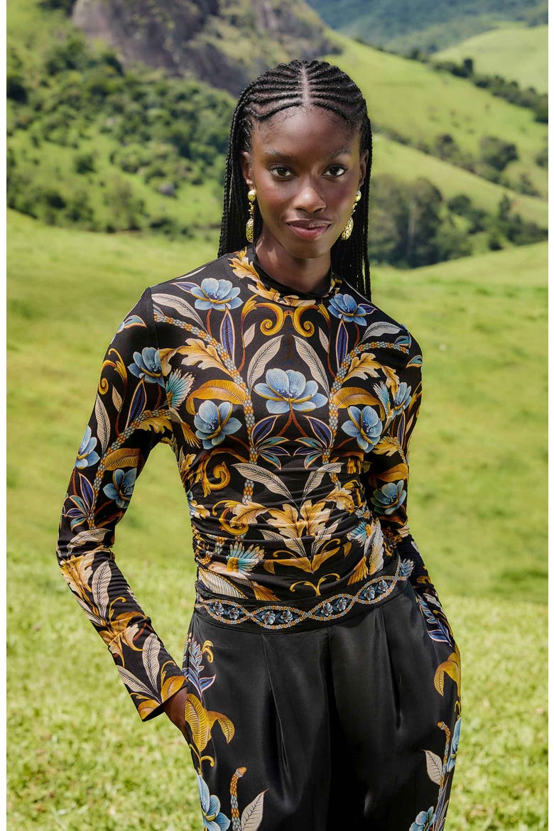Snake Garden Black Jersey Top, Alternate, color, BLACK