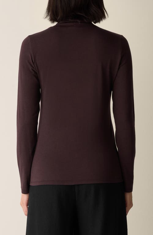 Eileen Fisher Turtleneck Stretch Organic Cotton Blend Top In Purple