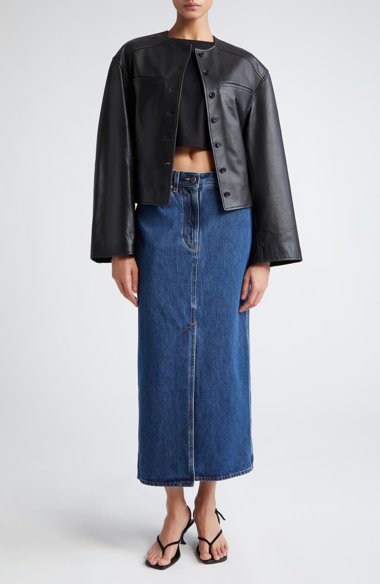 LOULOU DE SAISON Rona Denim Maxi Skirt, Alternate, color, Washed Blue