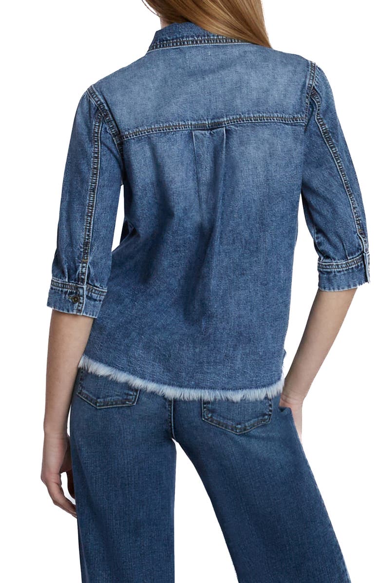 Wash Lab Denim Everyday Fray Hem Denim Shirt, Alternate, color, Rebecca Blue