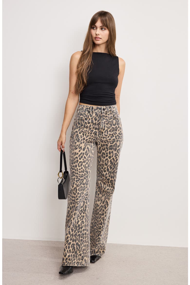 Good Standard Leopard Print Wide Leg Jeans, Alternate, color, LUCKY LEOPARD001