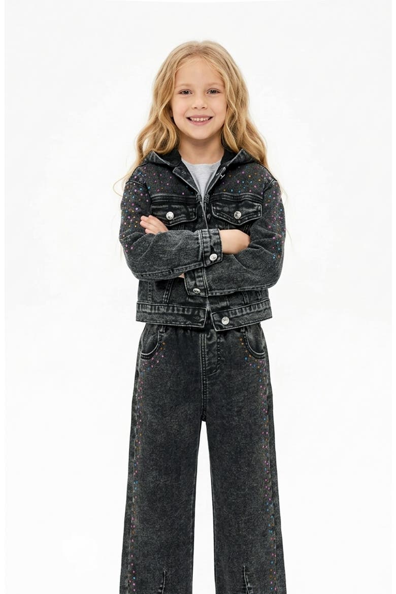 Kids' Crystal Embellished Jeans, Alternate, color, BLACK WASH MULTI GEM