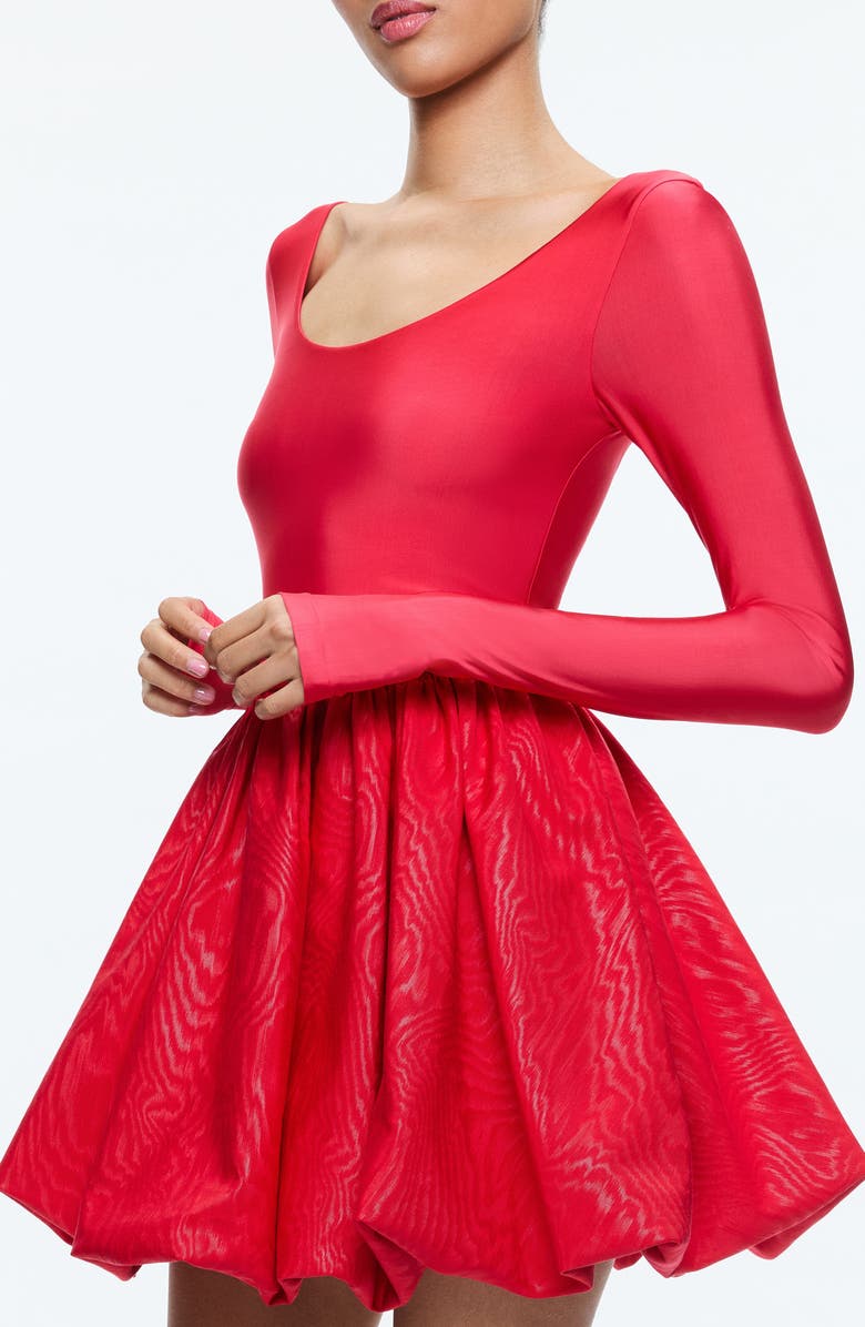 Alice + Olivia Chara Long Sleeve Minidress, Alternate, color, Bright Ruby