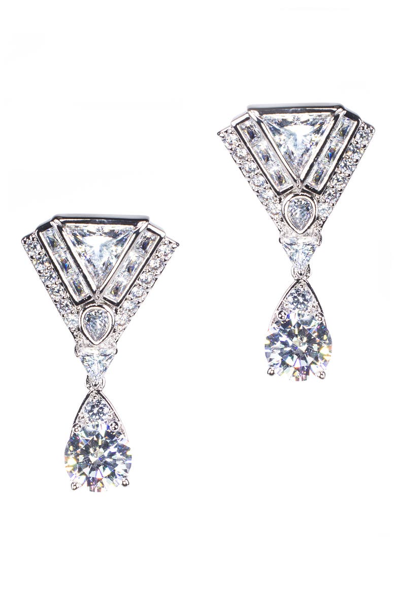 Multi CZ Vintage Drop Earrings, Main, color, CLEAR/SILVER