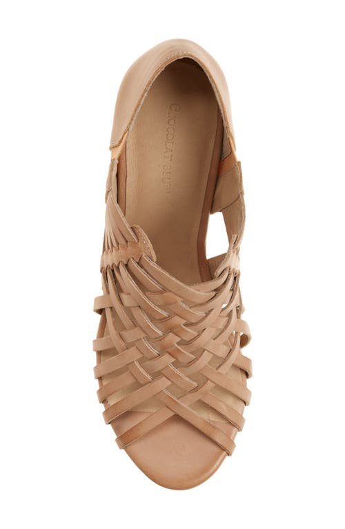 Chocolat Blu Winix Strappy Platform Wedge Sandal In Sand Leather