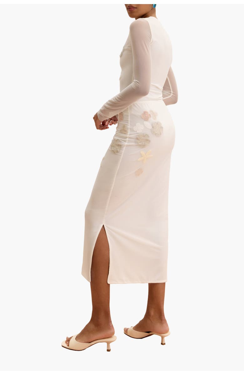 Malva Florea High-Waisted Floral-Appliqu Pencil Skirt, Alternate, color, White