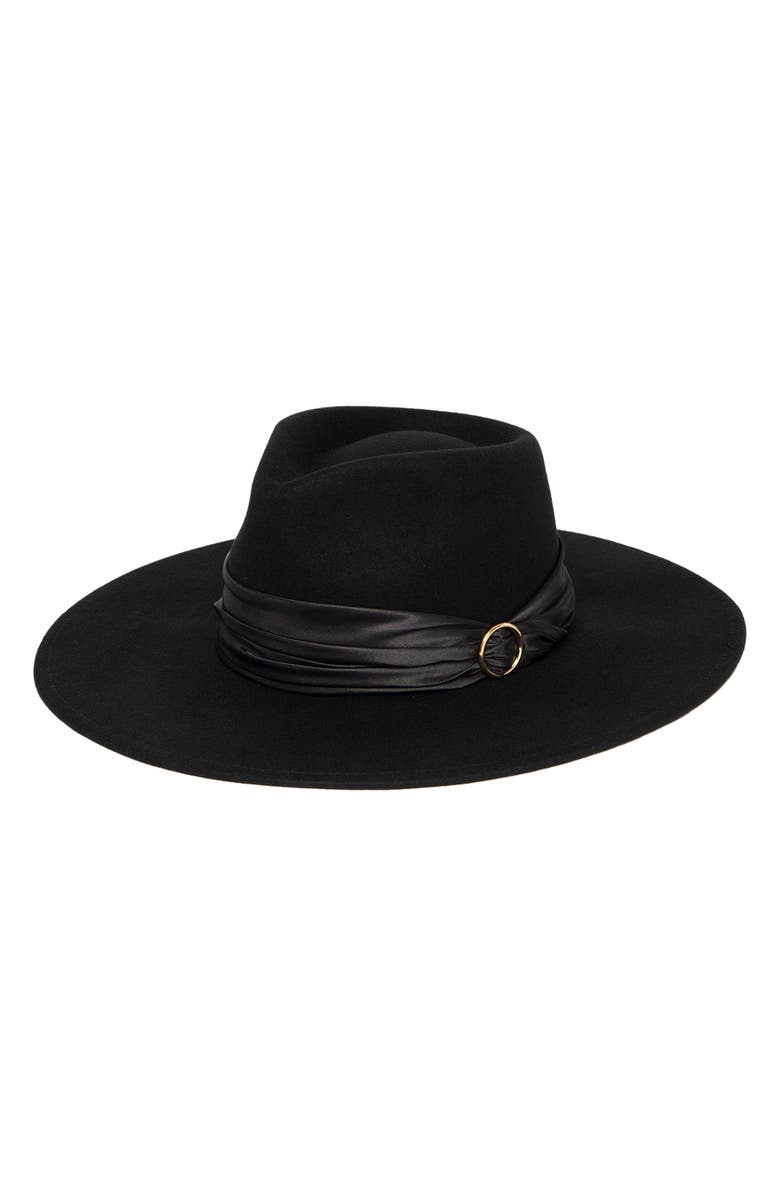 San Diego Hat Satin Ribbon Wool Fedora, Main, color, Black