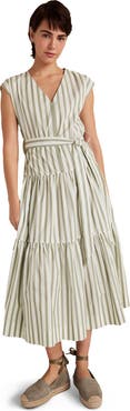 Haven Well Within Organic Cotton Poplin Stripe Tiered Midi Dress