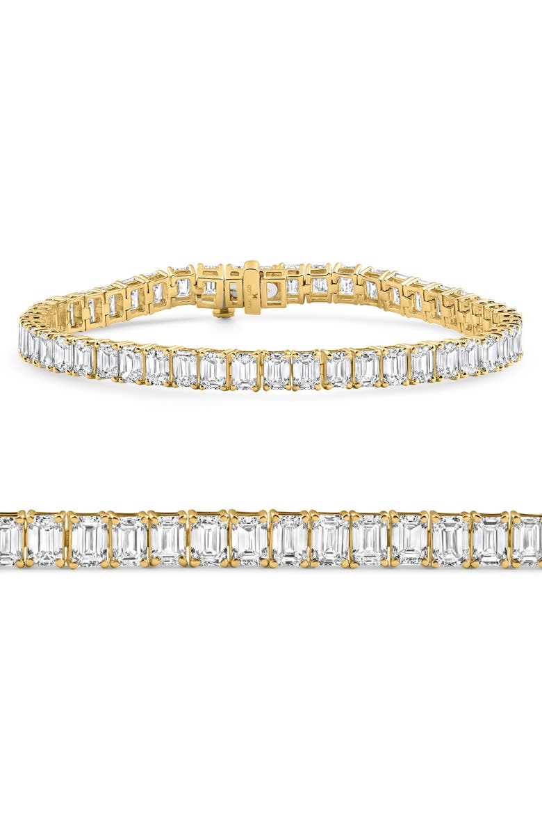 Bliss Diamond 15Ct Emerald Cut Diamond Tennis Bracelet 7" 14k Gold Lab Grown, Main, color, 14K Yellow Gold