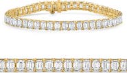 Bliss Diamond 15Ct Emerald Cut Diamond Tennis Bracelet 7" 14k Gold Lab Grown