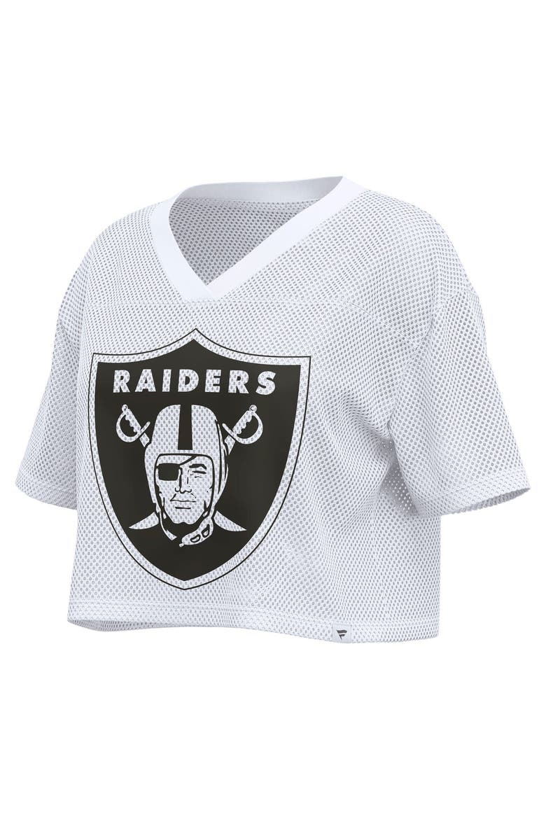Women's Fanatics White Las Vegas Raiders Oversized Mesh Cropped V-Neck Jersey, Alternate, color, White