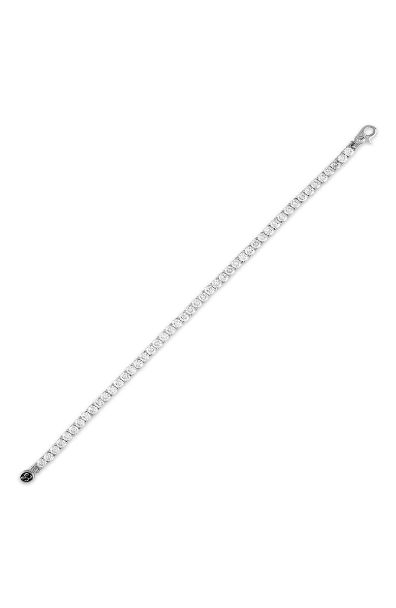 Esquire Rhodium Plated Silver Cubic Zirconia Tennis Bracelet, Alternate, color,