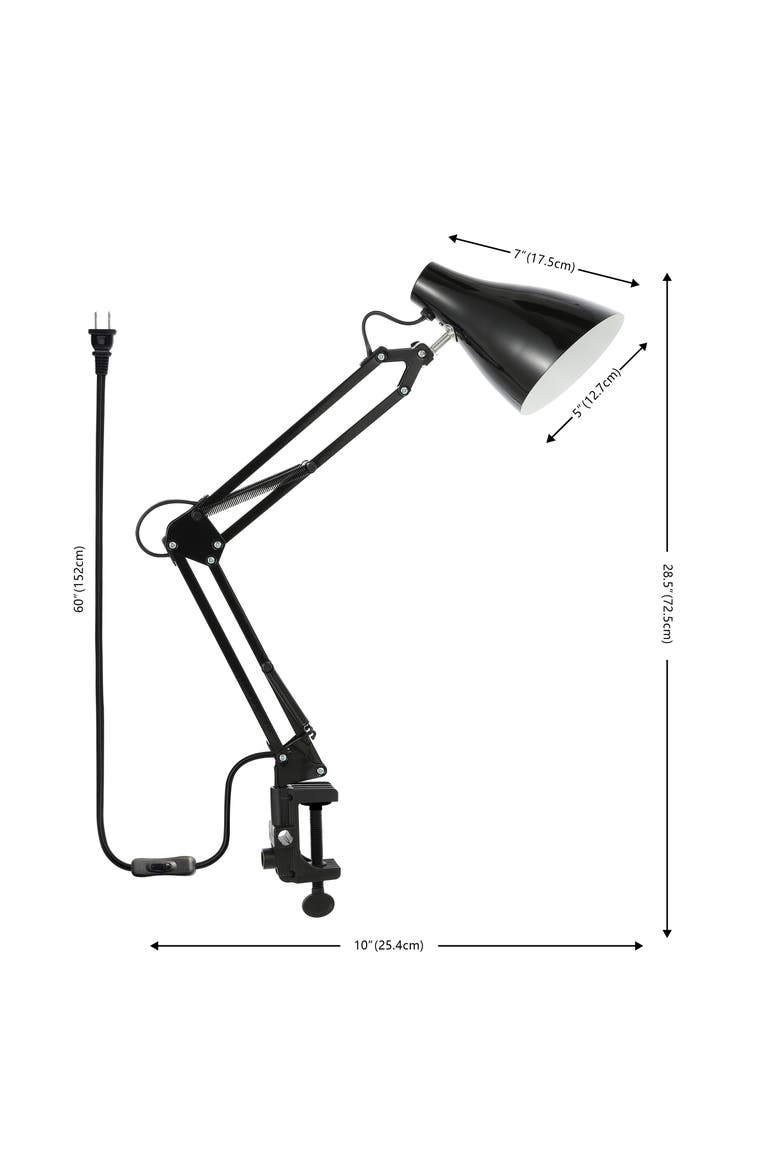 Odile Classic Industrial Adjustable Articulated Clamp-On LED Task Lamp, Alternate, color, Black