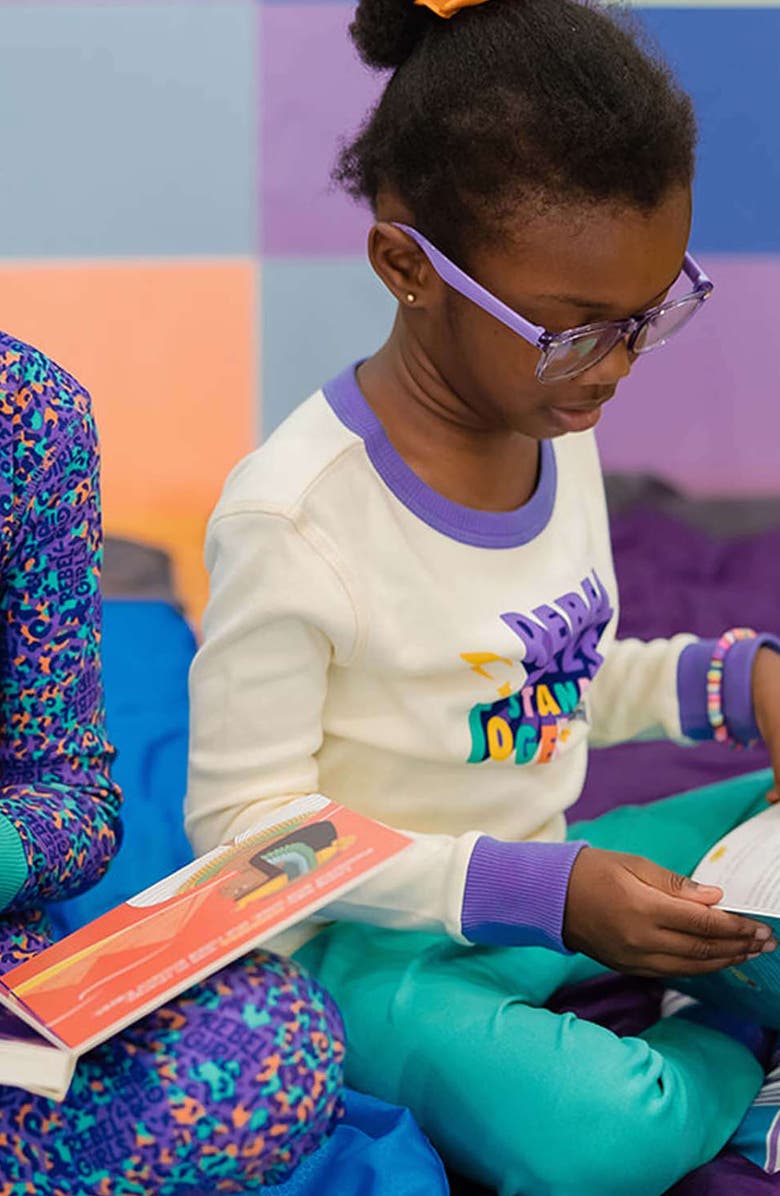 Mightly Rebel Girls 100% Organic Cotton Long Sleeve Snug Fit Kids Pajamas, Alternate, color, 