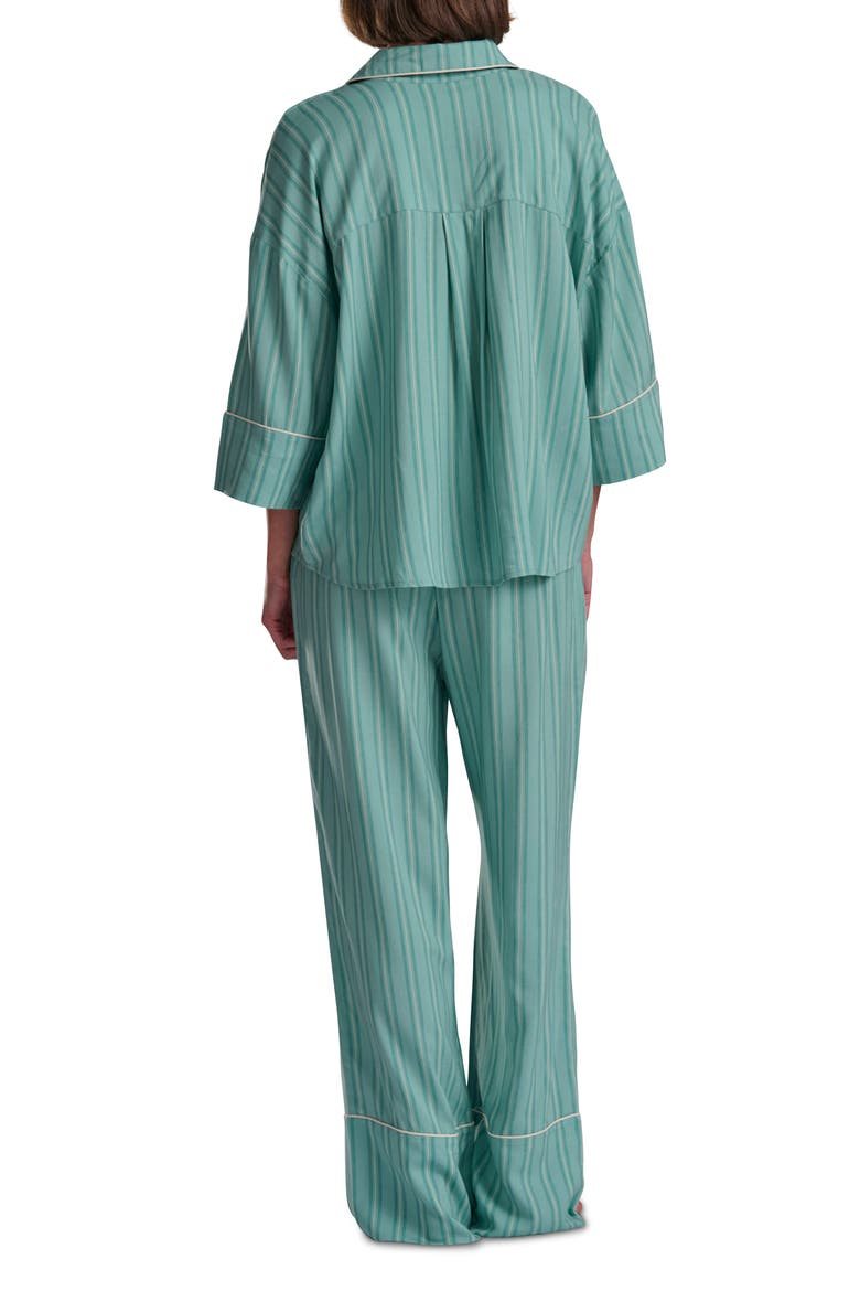 Button-Up Shirt & Pants Pajamas, Alternate, color, AQUA TWILL