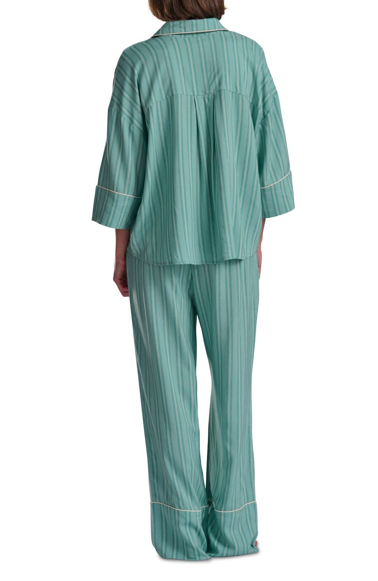 Splendid Button-Up Shirt & Pants Pajamas, Alternate, color, Aqua Twill
