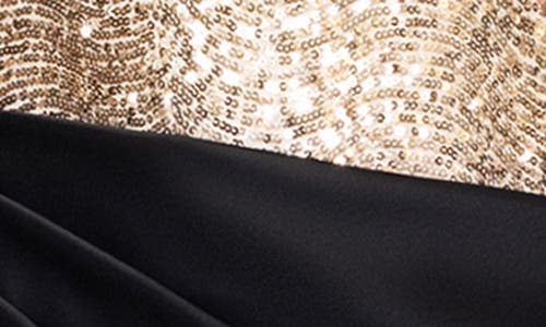 Betsy & Adam Sequin Bodice Strapless Gown In Animal Print