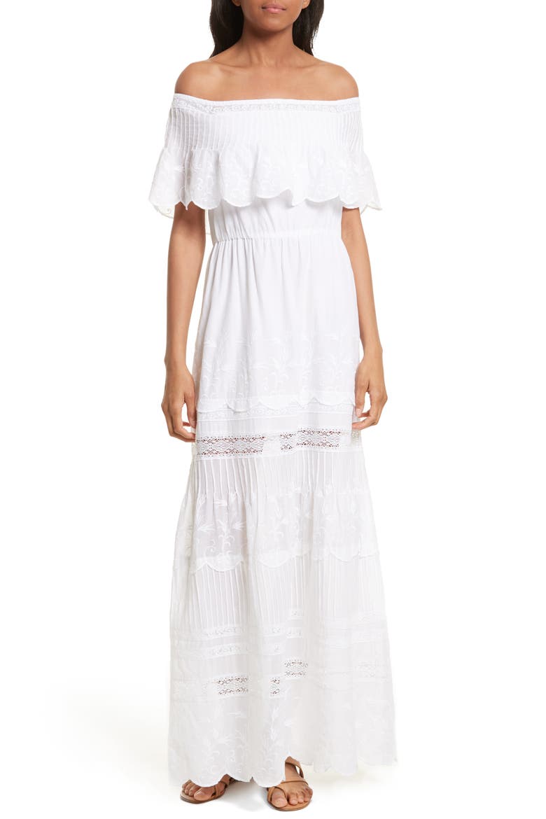 Pansy Off the Shoulder Maxi Dress, Main, color, WHITE