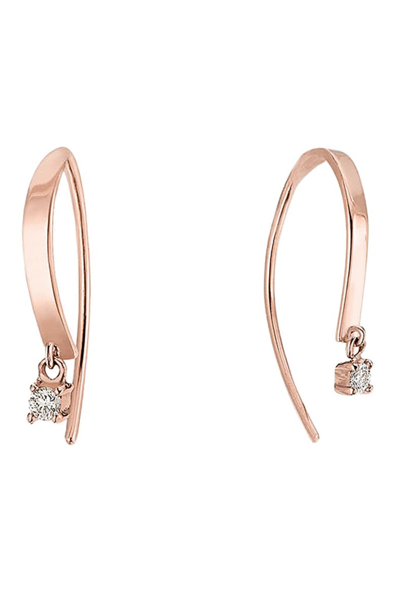 Hooked On 14k Gold Diamond Hoop Earrings, Main, color, ROSE GOLD