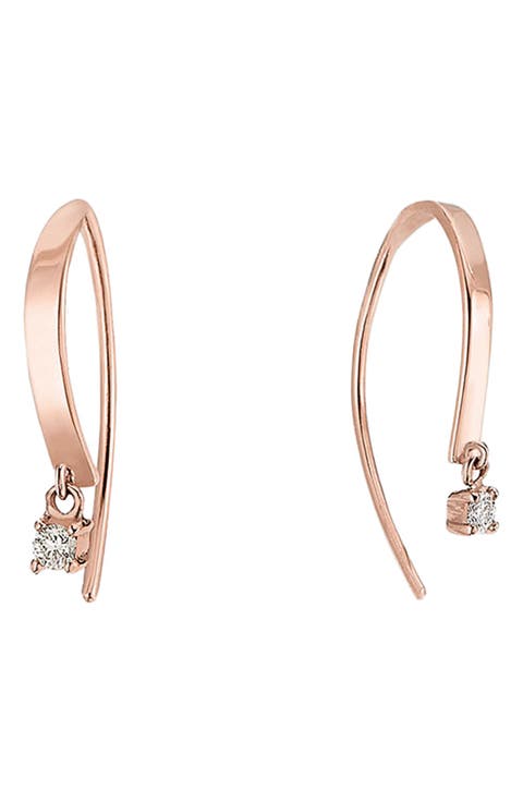 Hooked On 14k Gold Diamond Hoop Earrings