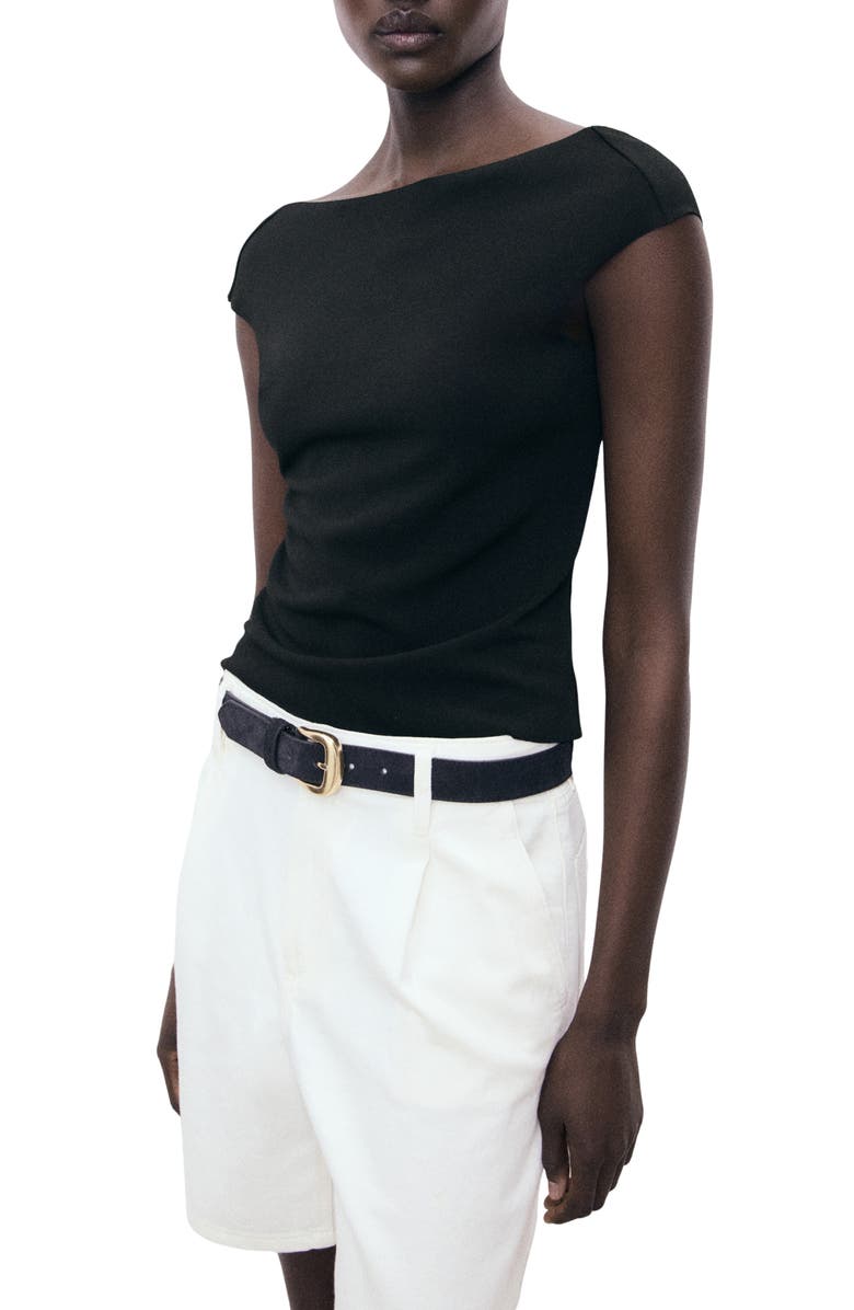 MANGO Open Back Top, Main, color, Black