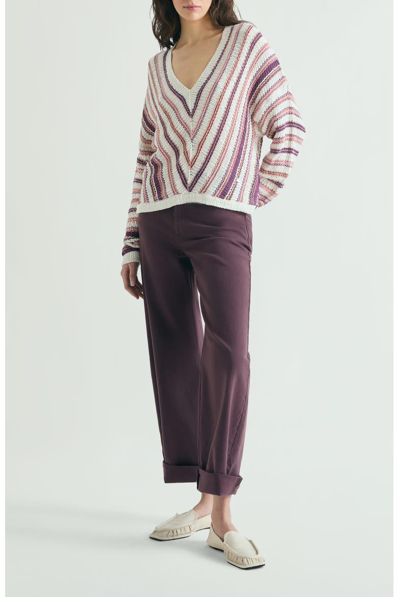 Multicolored Striped Sweater, Alternate, color, Ecrumulticolor