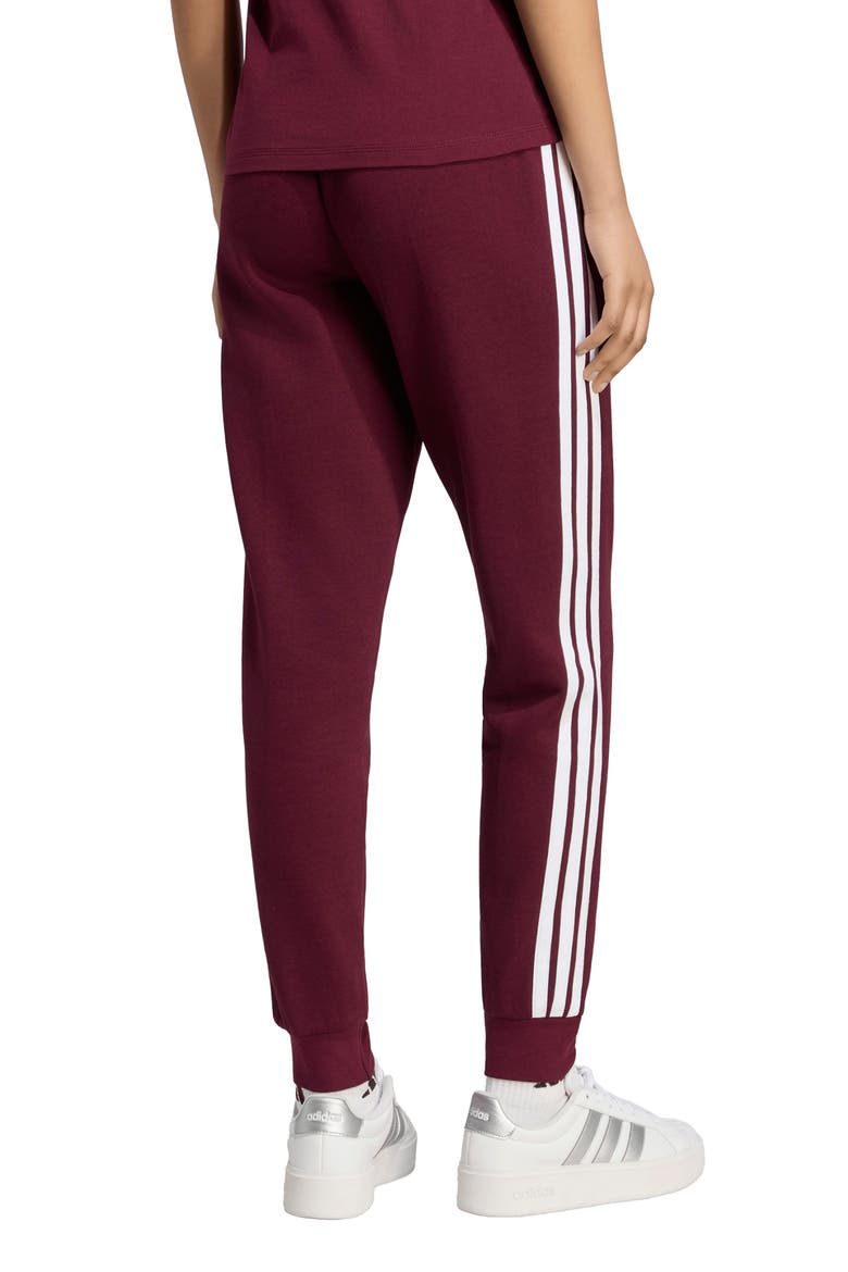 Essentials 3-Stripes Slim Joggers, Alternate, color, MAROON/ WHITE