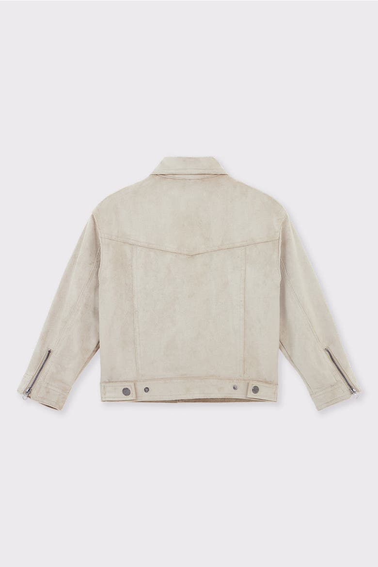 Faux Suede Trucker Jacket, Alternate, color, beige