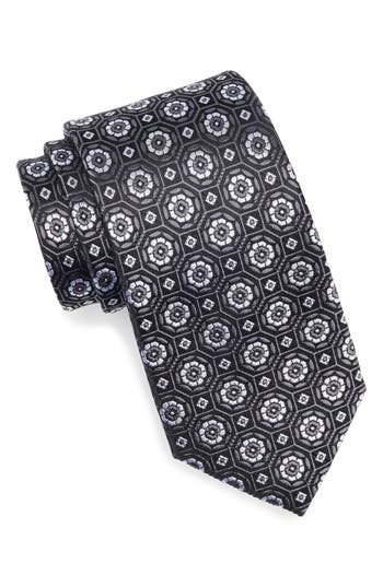 Duchamp Medallion Silk Tie In Black