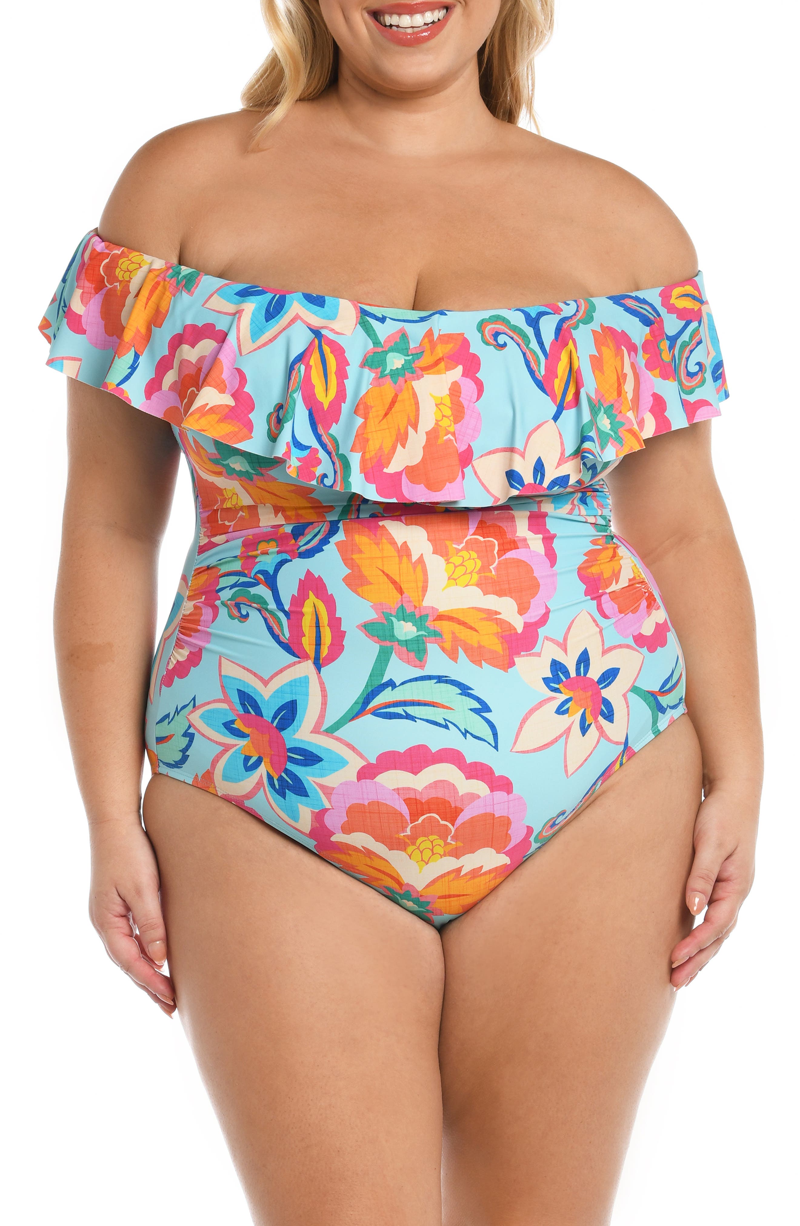 La Blanca Breezy Off the Shoulder One-Piece Swimsuit
