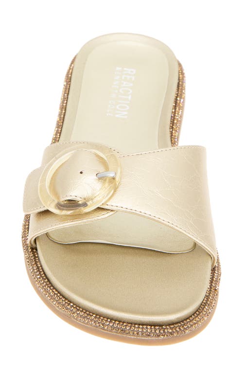 Reaction Kenneth Cole Syrena Buckle Slide Sandal In Soft Gold