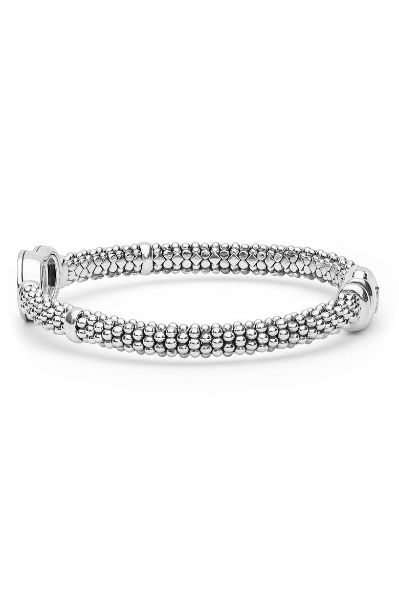 LAGOS Signature Caviar Interlocking Diamond Rope Bracelet, Alternate, color, Silver