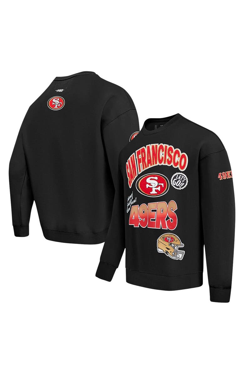 PRO STANDARD Men's Pro Standard Black San Francisco 49ers Turn It Up Drop Shoulder Pullover Sweatshirt, Main, color, Black