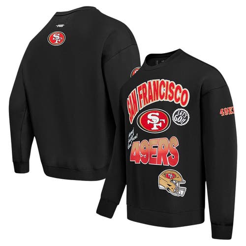Pro Standard Black San Francisco 49ers Turn It Up Drop Shoulder Pullover Sweatshirt