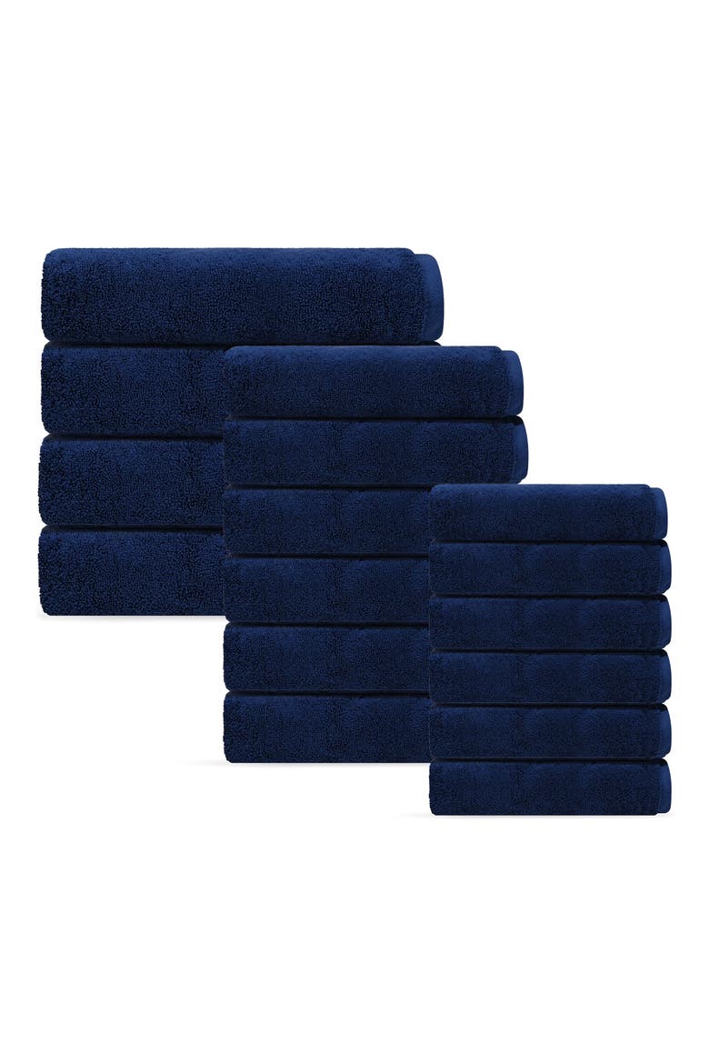 Puresoft 16-Piece Turkish Cotton Towels Set, Main, color, NAVY