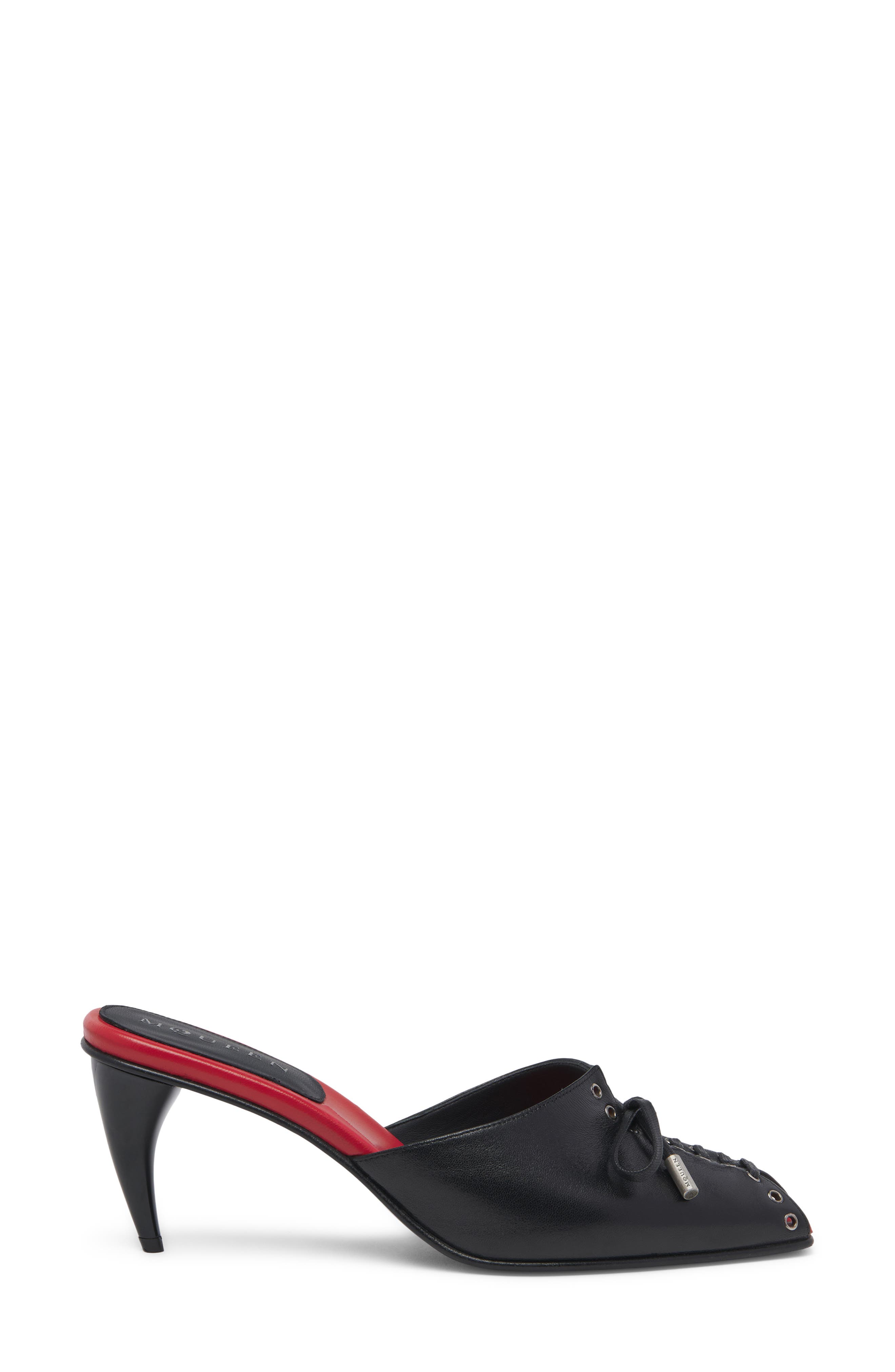 McQueen Lexie Peep Toe Sandal, Alternate, color, Black/ Red