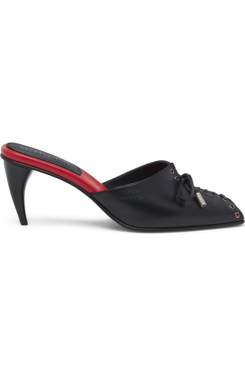 McQueen Lexie Peep Toe Sandal, Alternate, color, Black/ Red