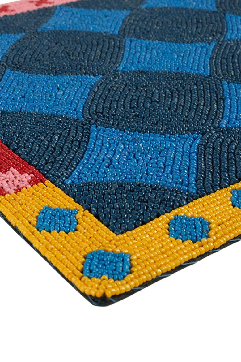 Dadri Beadded Placemat Geometric 12X16 In, Alternate, color, Blue