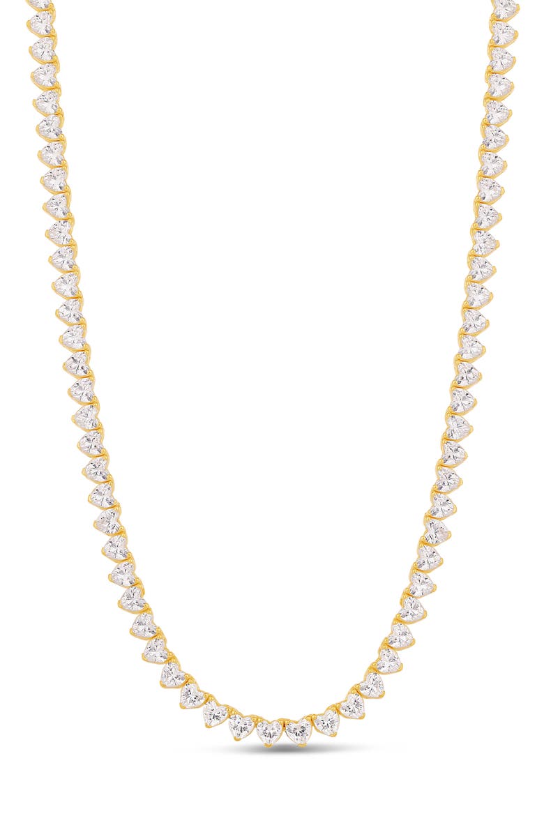 Heart Tennis Necklace, Main, color, GOLD