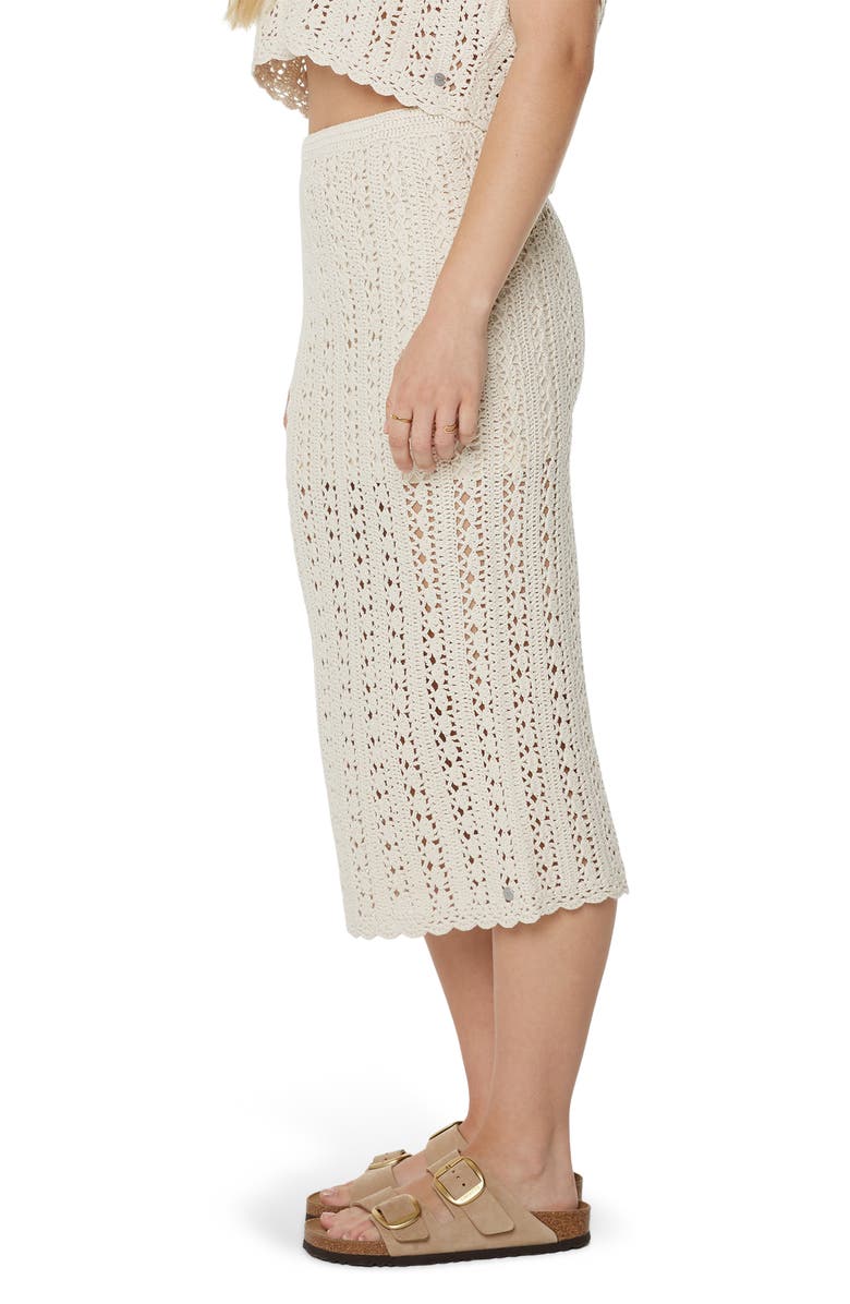 Roxy Sea Swirl Crochet Midi Skirt, Alternate, color, Parchment Solid