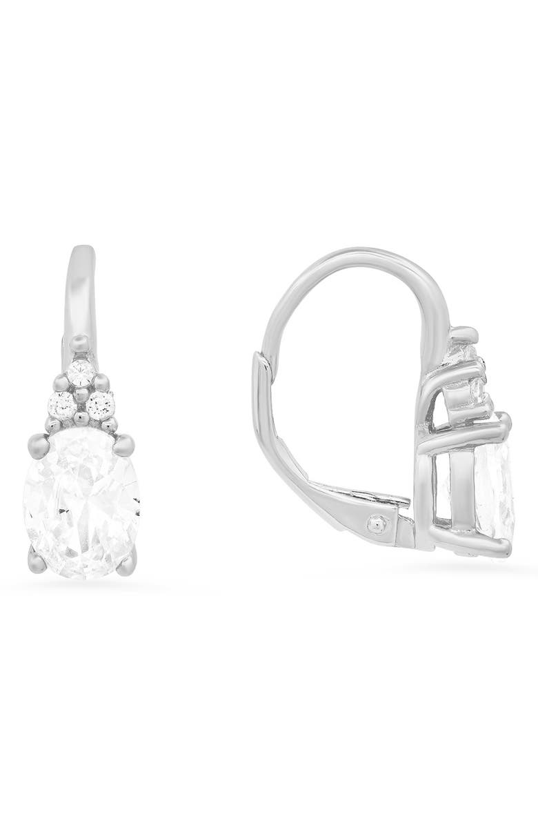 Queen Jewels Sterling Silver Leverback Earrings, Main, color, Silver