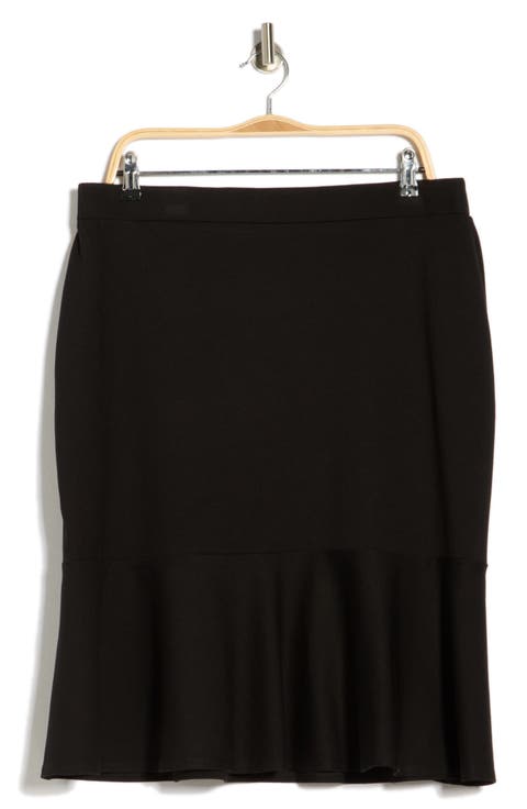 Flounce Hem Pull-On Skirt (Plus)
