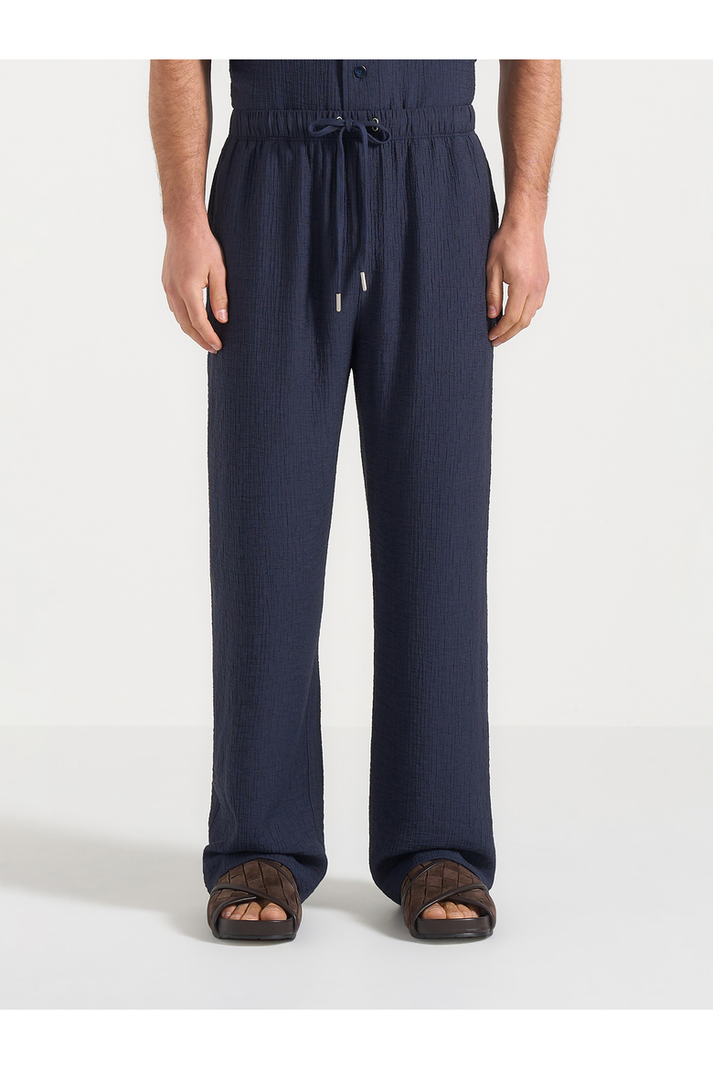 Addison Unisex Textured Relaxed Fit Trousers, Main, color, Navy